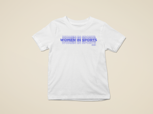 White and Blue Women in Sports Shirt